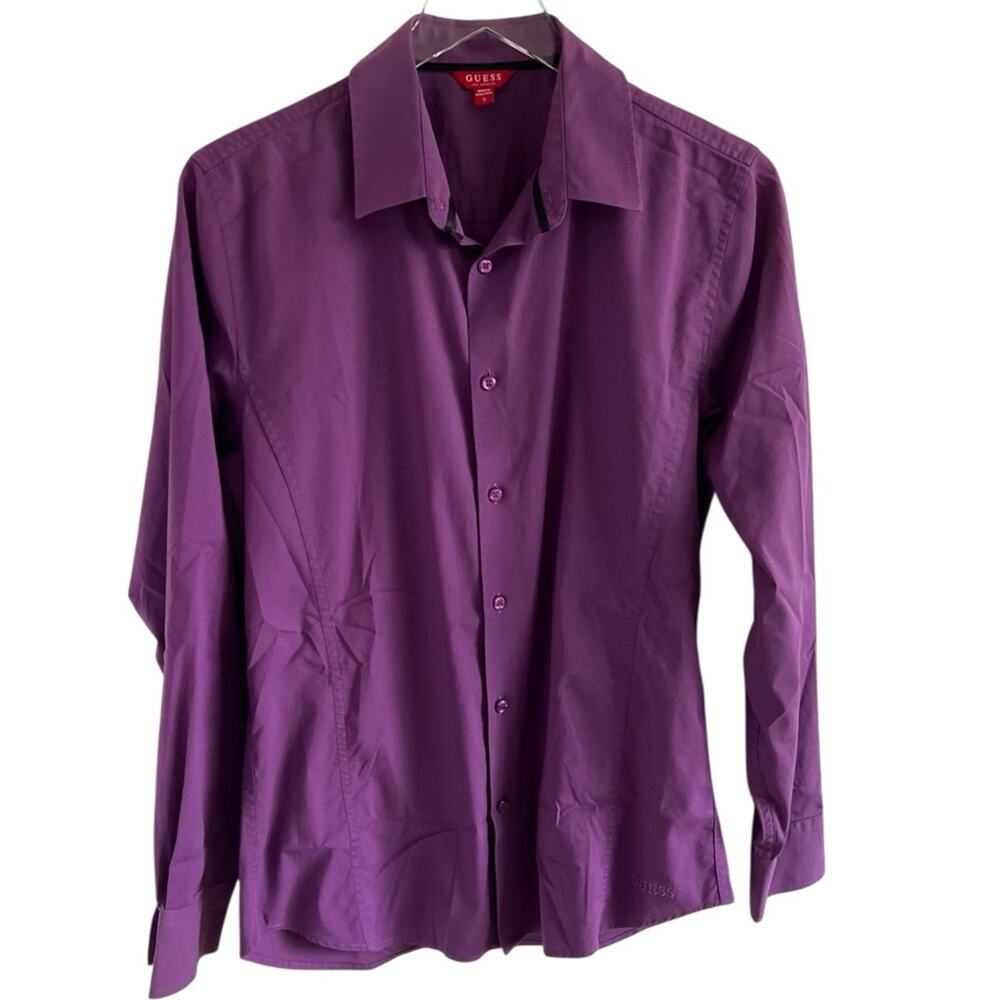 Guess Men's Purple Button Down Long Sleeve Dress Shirt Small